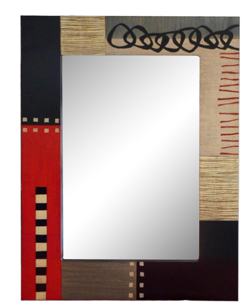 Argola Preta   Wall Mirror Series: KAP101/101 Hand Painted 31 ½” x  24" x ½” Rectangular