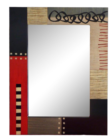 Argola Preta   Wall Mirror Series: KAP101/101 Hand Painted 31 ½” x  24" x ½” Rectangular