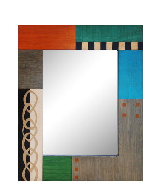 Argola Marron Wall Mirror Series KAP104/103 Hand Painted 20" x 16" x ½” Rectangular.