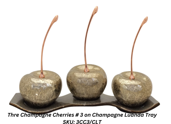 Champagne Ceramic Cherries with Rose-Gold Stem