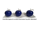 Blue ceramic Apples With Silver Stem