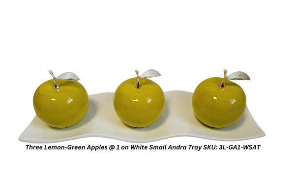 Green Ceramic  Apples With Silver Stem