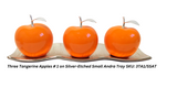 Tangerine Ceramic Apples with Silver Stem & Leaves
