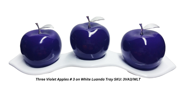 Violet Ceramic   Apples with Silver Stem and Leaves