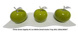 Green Ceramic  Apples With Silver Stem