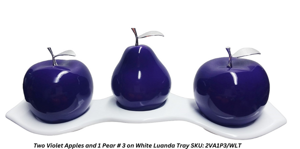 Violet Ceramic   Apples with Silver Stem and Leaves