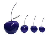 Violet Ceramic Cherries   with Silver Stem