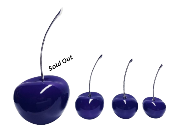 Violet Ceramic Cherries   with Silver Stem