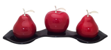 Three Red Ceramic Pears  # 3 on White Luanda  Tray