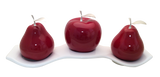 Three Red Ceramic Pears  # 3 on White Luanda  Tray