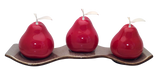 Three Red Ceramic Pears  # 3 on White Luanda  Tray