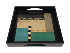 Argola Marron -  Hand Painted Tray  Series KAP405/103 13" x 13" x 2"