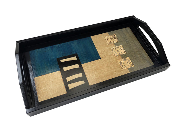 Rio Azul - Hand Painted Tray - Series  KAP406/105 - 19 ½ " x 14 ½ " x 2"