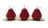 Three Red Ceramic Pears #2 on White Medium Ceramic Andra Tray
