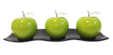 Green Ceramic  Apples With Silver Stem