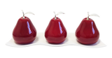 Three Red Ceramic Pears #2 on White Medium Ceramic Andra Tray