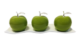 Green Ceramic  Apples With Silver Stem