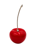 Sculptural Red Ceramic Cherries with Silver Stem