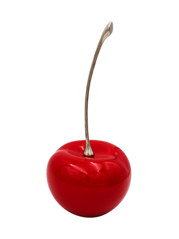 Red Ceramic Cherries  with Silver Stem