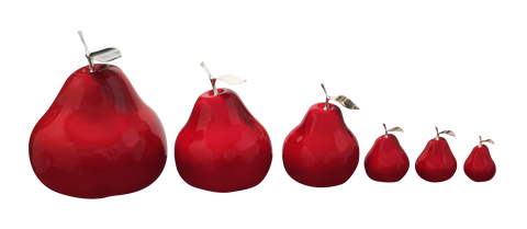 Ceramic Fruit - Red  Pears with Silver Stem