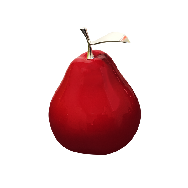 Ceramic Fruit - Red  Pears with Silver Stem