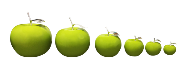 Green Ceramic  Apples With Silver Stem