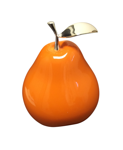 Ceramic Fruit - Tangerine  Pears with Silver Stem