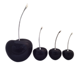 Black Ceramic Cherries with Silver Stems