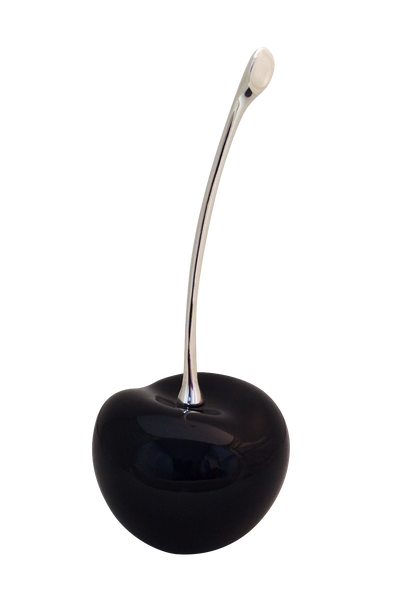 Black Ceramic Cherries with Silver Stems