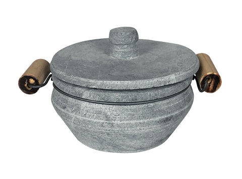 Soapstone Mini-Pot with Wooden Handles  JFM-011