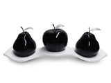 Three   Ceramic Black   Pears  # 3 on Luanda  Tray