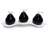 Three   Ceramic Black   Pears  # 3 on Luanda  Tray