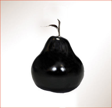 Ceramic Fruit -  Black  Pears with Silver Stem