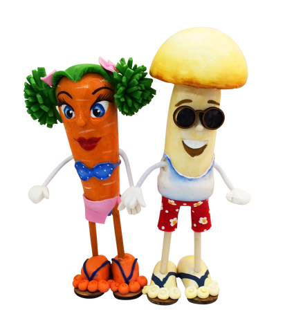 GURIS Funky and Fun Characters   RA130 - Miss Carrot & Mushroom Boy