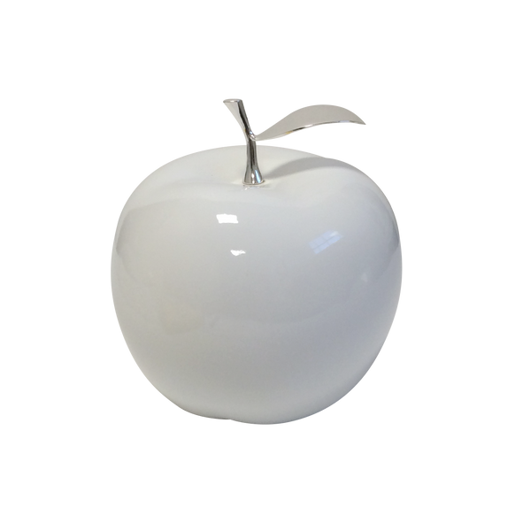 Ceramic Fruit - White Apples with Silver Stem
