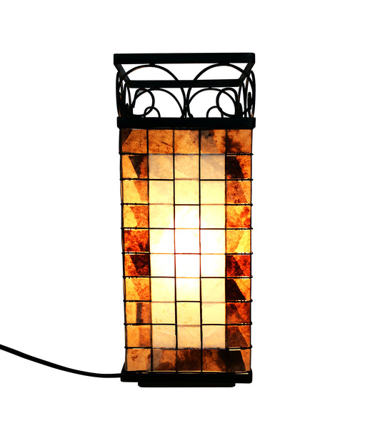 Natural Fiber and Metal   Arabesco Square Table Lamp