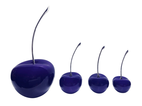 Violet Ceramic Cherries   with Silver Stem