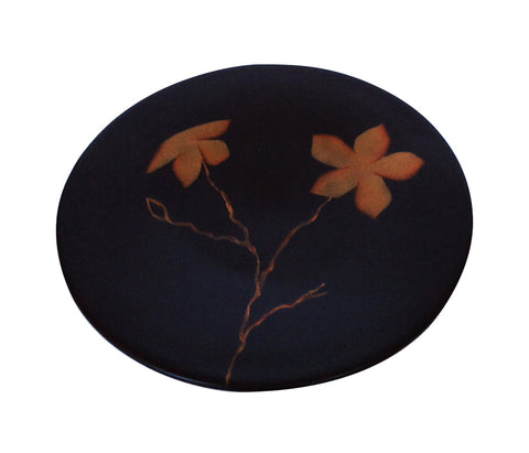 Ceramic Round  Floral Gold Tray